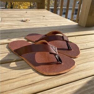 Men's Brown Fully Leather Flip-Flops